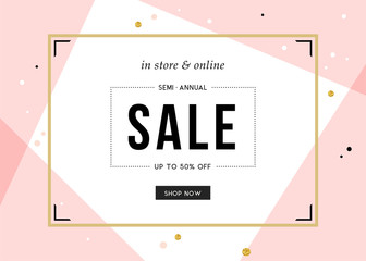 Sale sign design in contemporary style. Vector illustration.