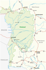 Map Pantanal, the largest tropical wetland in the world, Brazil