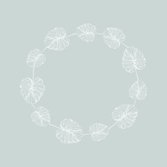 Tropical Leaves Frame. Hand Drawn. 