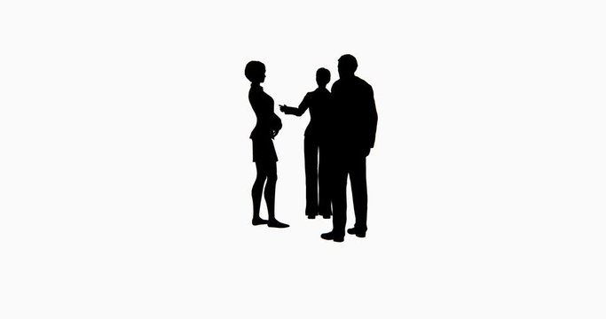 4k Business people silhouette talking.