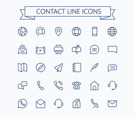 Contact line mini icons. 24x24 grid. Pixel Perfect. - 162889033