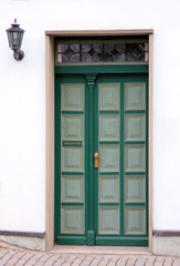 beautiful old green front door