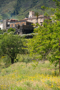 Mountain village Leni on Salina Island