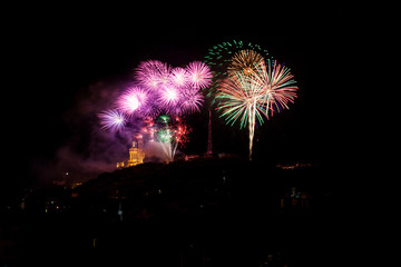 Feu d'Artifice du 14 Juillet &agrave; Lyon