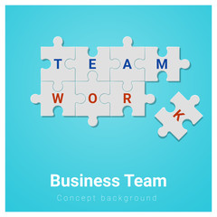 Business team concept background with jigsaw puzzle , vector , illustration