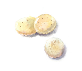 Cookie with watercolor on white background