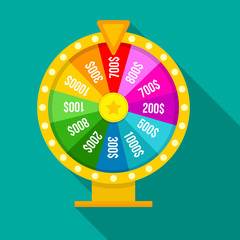 Wheel of fortune flat icon with long shadow. Vector illustration. EPS 10.