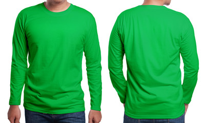 Green Long Sleeved Shirt Design Template