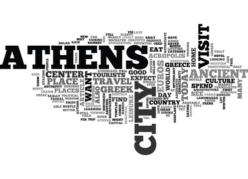 ATHENS HOTEL GUIDE TEXT WORD CLOUD CONCEPT