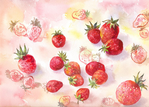 Strawberry watercolor background
