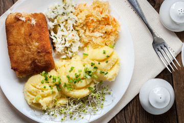 Fried fish fillet of cod.