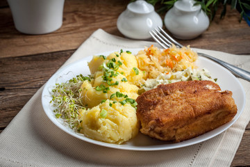 Fried fish fillet of cod.