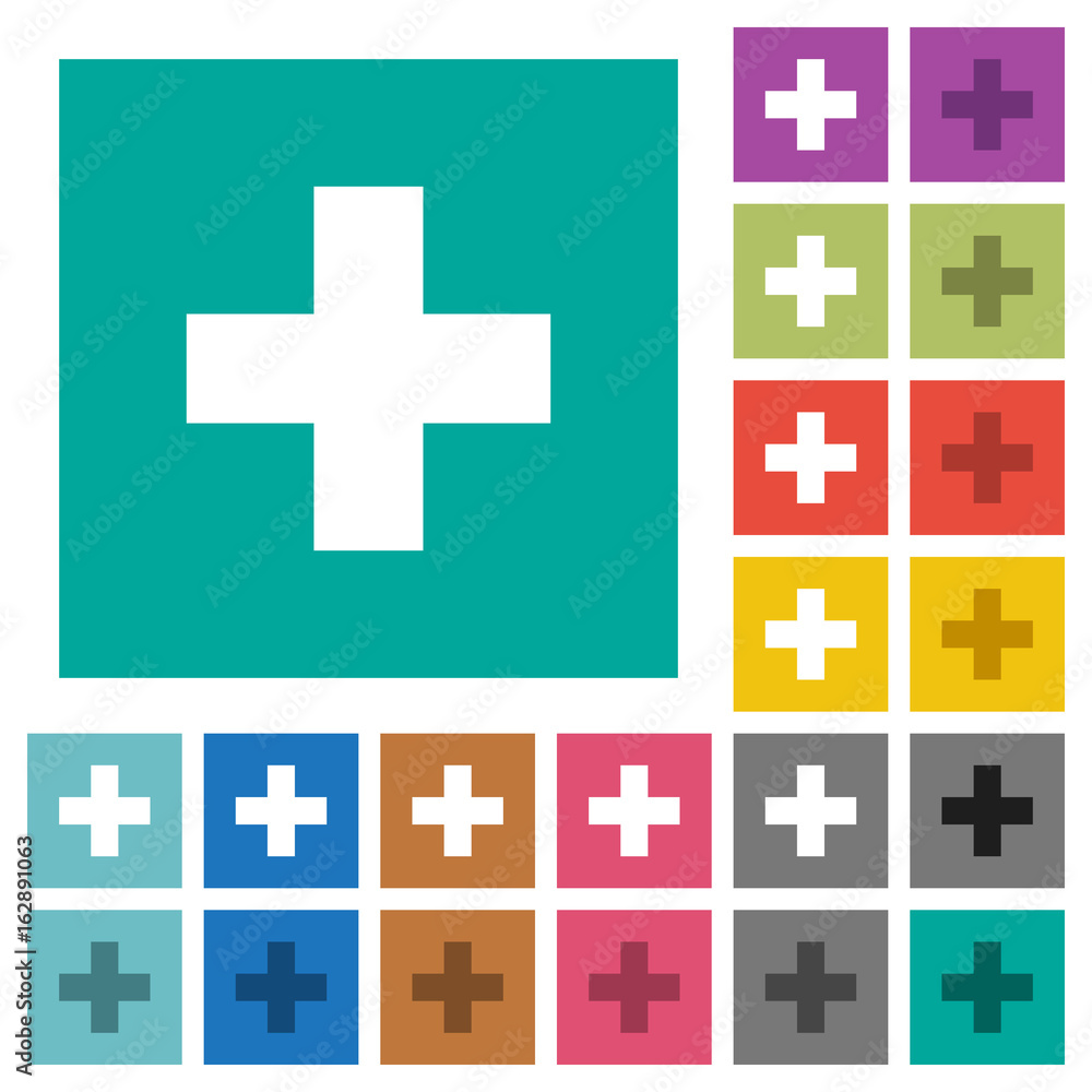 Aufkleber add new item square flat multi colored icons