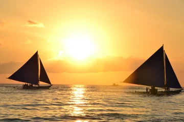 Papier Peint photo Plage blanche de Boracay Fantastic sunsets on the  White beach, Boracay island, The Philippines - March 2016 by Viktoriia Avhustinovych.