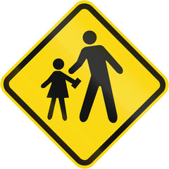 Children warning road sign used in Brazil