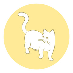 Line Art Vector Illustration of A White Cat.