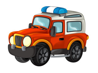 cartoon happy and funny off road fire truck / vehicle 
