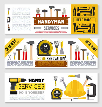 House repair banner set ot construction work tools