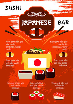 Vector poster for sushi bar or Japanese restaurant