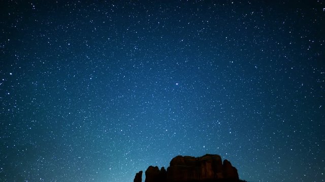 Sedona Milky Way Galaxy Dolly 05 Cathedral Rock Time Lapse Stars