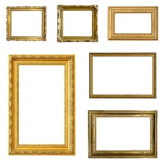 Set of gilded (gold)  frames isolated on white