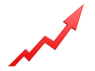 Red arrow graph growth up background