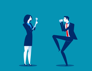 Fototapeta na wymiar Business person fighting. Concept business vector illustration. Flat vector