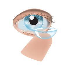 Realistic style vector illustration with eye and contact lens