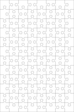 Jigsaw puzzle blank template or cutting guidelines of 96 transparent pieces and visual ratio 2:3. Classic style pieces are easy to separate (every piece is a single shape).

