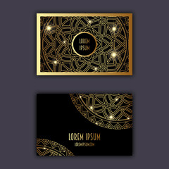 Luxury business cards with floral mandala ornament. Vintage decorative elements