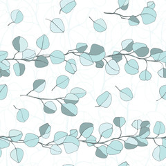 Seamless floral pattern with hand-drawn abstract plants on a white background.