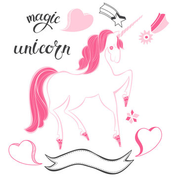 Unicorn. Vector illustration, isolated  design elements.