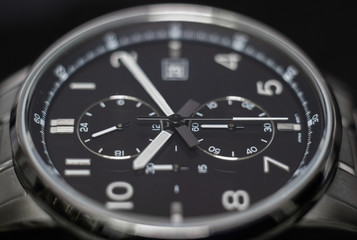 Fototapeta na wymiar Men´s modern black stainless steel watch