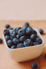 Blueberries in white ceramic bowl