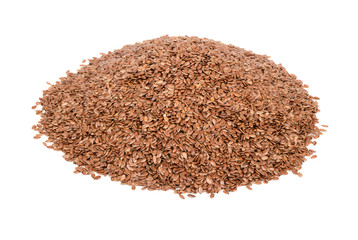 Bunch of raw flax seeds isolated on white background