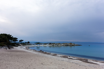 Beautiful scenery by the sea in Vourvourou, Chalkidiki, Greece 