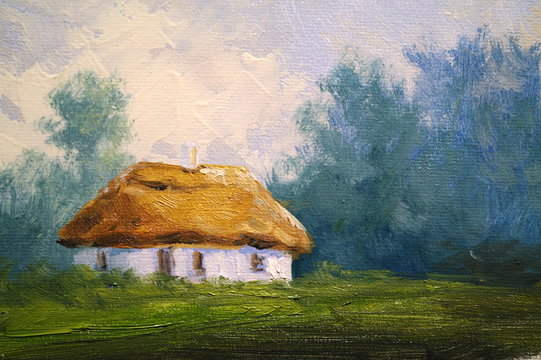 Village, Ukraine, landscape, oil paintings