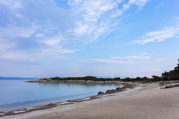 Beautiful scenery by the sea in Vourvourou, Chalkidiki, Greece 