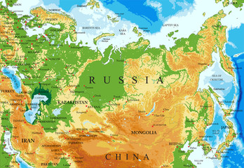 Russia relief map - obrazy, fototapety, plakaty