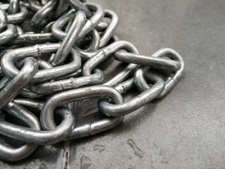 Close up of metal chain on the floor