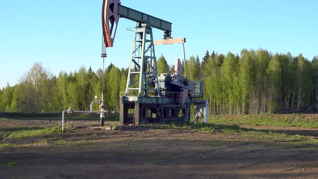 Oil-Well Derrick Working in Russia
