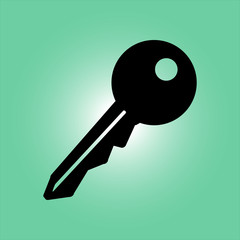 Key icon. Lock symbol. Security sign. Flat design style.