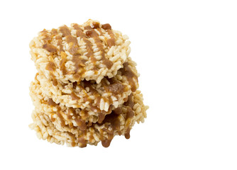 Rice cracker (Thai cuisine) isolated on white background with clipping path