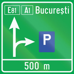 Parking place sign used on highway in Romania