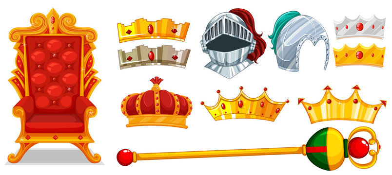 Crowns and knight helmet