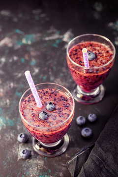 Homemade Smoothie With Blueberries