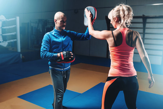 Womens self-defense workout with personal trainer