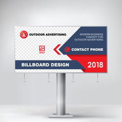 Billboard, modern graphic design, red template banner for outdoor advertising