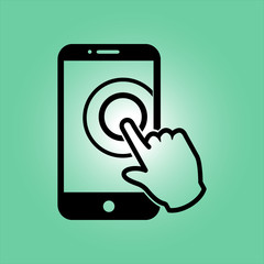 Touch screen smartphone sign icon. Hand pointer symbol. Flat design style. Vector EPS 10.