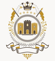 Heraldic Coat of Arms decorative emblem isolated vector illustration.